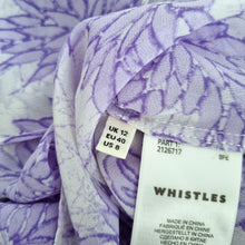 Load image into Gallery viewer, Whistles Blouse Cold Shoulder Lilac Purple Floral Print Chiffon Summer Frills 12