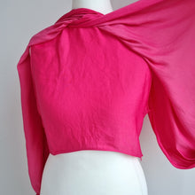 Load image into Gallery viewer, ZARA Balloon Sleeve Blouse Hot Pink Draped XS Batwing Top Party Occasion Cropped