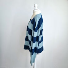 Load image into Gallery viewer, Topshop Rugby Style Jumper UK 8-10 Blue Striped Collared Knit Soft Oversized