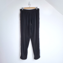 Load image into Gallery viewer, Long Tall Sally Trousers 12 Black Side Stripe Tapered Elasticated Waist Pockets