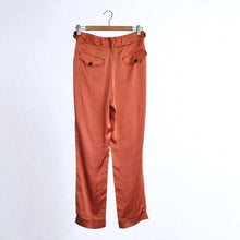 Load image into Gallery viewer, Joseph Satin Trousers Pleated Dress Pants Orange Dean Liquid Work UK 6 EU 34
