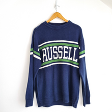 Load image into Gallery viewer, Vintage Russel Athletic Jumper Knit Logo Men's Navy Blue Sweater Preppy XS