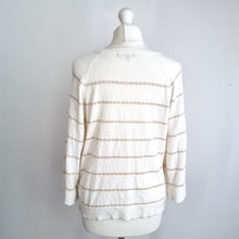 Load image into Gallery viewer, Oliver Bonas Jumper Cream Textured Knit UK 10 Striped Lightweight 3/4 Sleeves