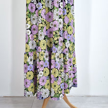 Load image into Gallery viewer, Blue Vanilla Midi Dress UK 14 Long Floral Print Lilac Yellow Buffet Boho Stretch