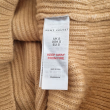 Load image into Gallery viewer, Mint Velvet Camel Jumper Tabard Small Tan Roll Neck Short Sleeves Chunky Knit
