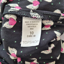 Load image into Gallery viewer, Kate Moss Topshop Tea Dress Skater Mini Winged Hearts Black Y2K Ditsy Viscose 10