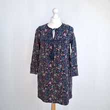 Load image into Gallery viewer, The Korner Quilted Tunic Top Pockets Mini Dress Ditsy Floral Smock Linen UK 10