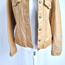 Load image into Gallery viewer, Vintage GAP Leather Jacket Tan Rare Genuine 90s Y2K Button Down Women's Medium
