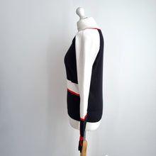 Load image into Gallery viewer, Belstaff Jumper Women's Star Cotton Nylon Black Red Knit Sweater Crew Large