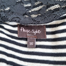 Load image into Gallery viewer, Phase Eight Lace Dress Shift Striped Lining Black Floral Long Sleeves Mini 16