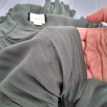 Load image into Gallery viewer, Maeve Dress Khaki Green Long Sleeves Grecian Military Draped Faux Wrap Medium