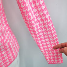 Load image into Gallery viewer, Teria Yabar Polo Jumper Pink Houndstooth Knit UK 10 12 Y2K Preppy Long Sleeve