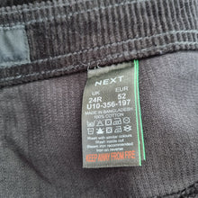 Load image into Gallery viewer, Next Corduroy Cargo Trousers UK 24 R Black Wide Leg High Rise Pockets Cotton