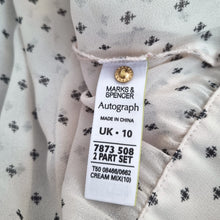 Load image into Gallery viewer, M&S Autograph Twinset Blouse UK 10 Chiffon Cream Ditsy Print Camisole Work