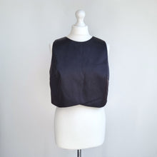 Load image into Gallery viewer, Monsoon Cropped Top Party Black Lined Back Zip Evening Boxy Sleeveless Size 14