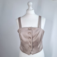 Load image into Gallery viewer, Marks & Spencer Satin Crop Top Tailored Size 12 Beige Button Down Party Chic