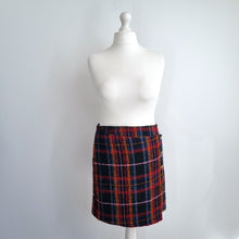 Load image into Gallery viewer, Monsoon Tartan Mini Skirt UK 14 Check Button Faux Wrap Asymmetric Tweed Lined