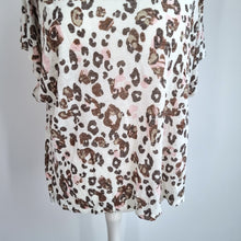 Load image into Gallery viewer, Next Leopard Print Blouse 24 Linen Blend Knitted Cream Short Sleeve Top Animal