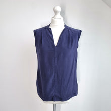 Load image into Gallery viewer, LK Benett 100% Silk Top UK 12 Navy Blue Sleeveless Blouse Tank Work Office Chic