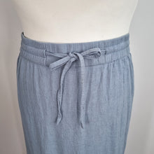 Load image into Gallery viewer, JD Williams Midi Skirt UK 30 Linen Blend Pockets Blue A Line Elasticated Waist