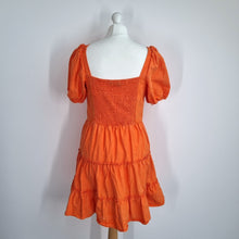 Load image into Gallery viewer, French Connection Mini Dress 12 Orange Sweetheart Babydoll Tiered Cotton Summer