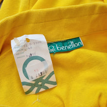 Load image into Gallery viewer, Vintage Benetton Polo Shirt Yellow Deadstock New Fitted Top Dagger Collar 6 8
