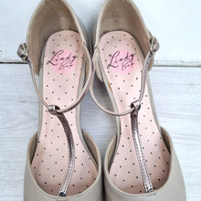 Load image into Gallery viewer, Lindy Bop Shoes T-Bar Heels UK 6 EU 39 Beige Classic Court Retro Party 50s Strap