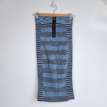 Load image into Gallery viewer, Karen Millen Skirt Pencil Bodycon Blue Rib Knit Striped Bandage Stretch 8 Size1