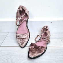 Load image into Gallery viewer, Free People x FarylRobin Flats Shoes Vegan Florence Velvet Pink Ankle UK 7 US 9
