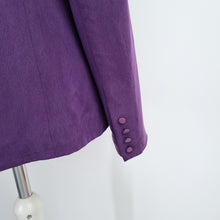 Load image into Gallery viewer, August Silk Blazer Purple UK 18 Pure Silk Jacket Open Lined Work Office Party