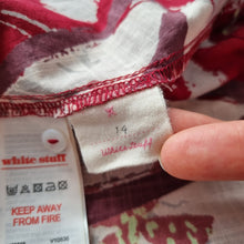 Load image into Gallery viewer, White Stuff Reversible Skirt A Line Floral Birds Red Blue 100% Cotton Knee 14