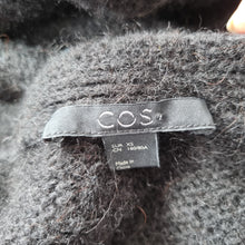 Load image into Gallery viewer, COS Cardigan Alpaca Wool Black V Neck Oversized Buttons Fuzzy Chunky Knit XS