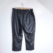 Load image into Gallery viewer, Oliver Bonas Trousers Faux Leather Size 18 Black Wide Leg Pockets High Rise