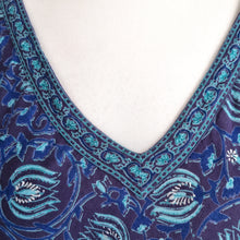 Load image into Gallery viewer, Anokhi for East Dress Maxi Block Print Floral Blue Purple 100% Cotton Boho 16