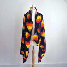 Load image into Gallery viewer, Accessorize Rainbow Heart Scarf Navy Multicolour Oversized Shawl Wrap Pride