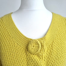 Load image into Gallery viewer, Boden Cardigan Yellow Knit Buttons Retro Cotton Angora Cashmere Chunky Retro 10