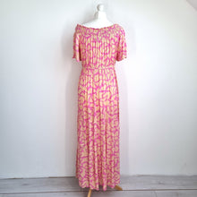 Load image into Gallery viewer, Matalan Papaya Maxi Dress UK 14 Off the Shoulder Pink 100% Viscose Summer Boho
