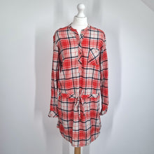 Load image into Gallery viewer, Pepe Jeans Shirt Dress Large Check Plaid Red Orange Tunic Long Sleeves Cotton