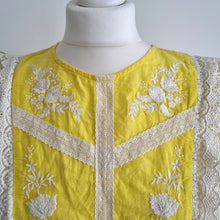Load image into Gallery viewer, Zara Woman Embroidered Top Yellow Blouse Lace Floral Sleeveless Summer Medium