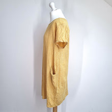 Load image into Gallery viewer, Made in Italy Tunic Dress 100% Cotton One Size Yellow Pockets Beach Casual Lagen