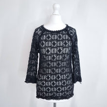 Load image into Gallery viewer, Isabel Marant Top Lace Black Crochet Fitted Boho Stretch Blouse Size 2 Medium