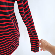 Load image into Gallery viewer, Carhartt WIP Robbie T-shirt Women Medium Striped Long Sleeves Red Black Cotton