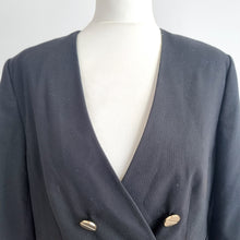 Load image into Gallery viewer, M&S Per Una Black Blazer UK 12 Gold Button Double Breasted Tailored Jacket Work