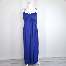 Load image into Gallery viewer, NEW Anthropologie Maxi Dress Halter Side Slit Blue Occasion Crinkle Plus 1XL