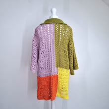 Load image into Gallery viewer, Zara Crochet Tunic Jumper Oversized Polo Shirt Small Granny Square Boho Knit