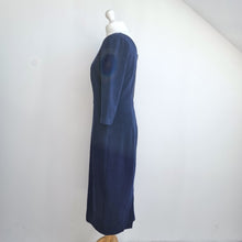 Load image into Gallery viewer, Boden Dress Shift Navy Blue Ribbed Pencil 3/4 Sleeves Work Occasion 12 Long