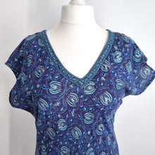 Load image into Gallery viewer, Anokhi for East Dress Maxi Block Print Floral Blue Purple 100% Cotton Boho 16