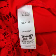 Load image into Gallery viewer, M&S Per Una Dress Red Floral Lace Pencil UK 10 Occasion Wedding Party Midi