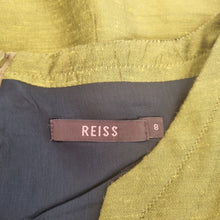 Load image into Gallery viewer, Reiss Dress Sheath Cocktail Golden Green Shift Luca Work Square Neck Lined 8
