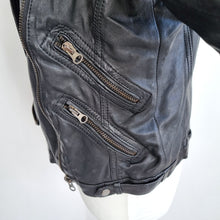 Load image into Gallery viewer, Zara Woman Real Leather Jacket Large Puff Sleeves Black Biker Lambskin Lined